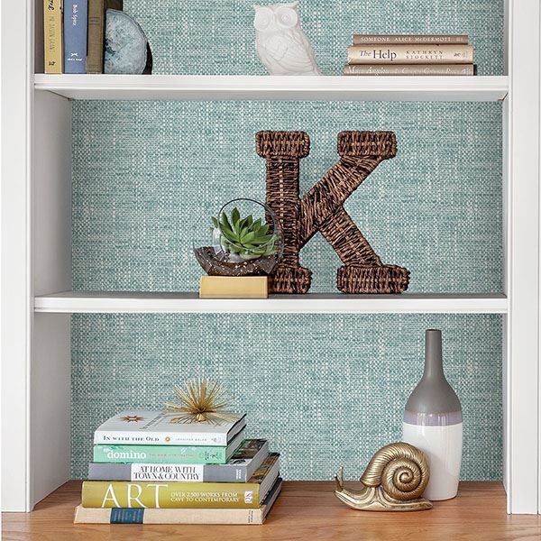 NU2919 Aqua Poplin Texture Peel And Stick Wallpaper By NuWallpaper