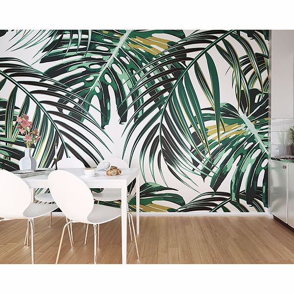 Wals Tropical Leaves Wall Mural By Ohpopsi