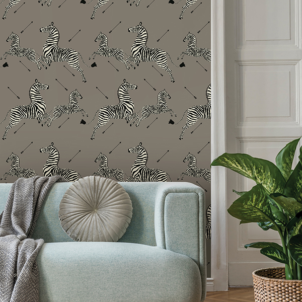 SCS3873 Grey Zebra Safari Scalamandré Self Adhesive Wallpaper by