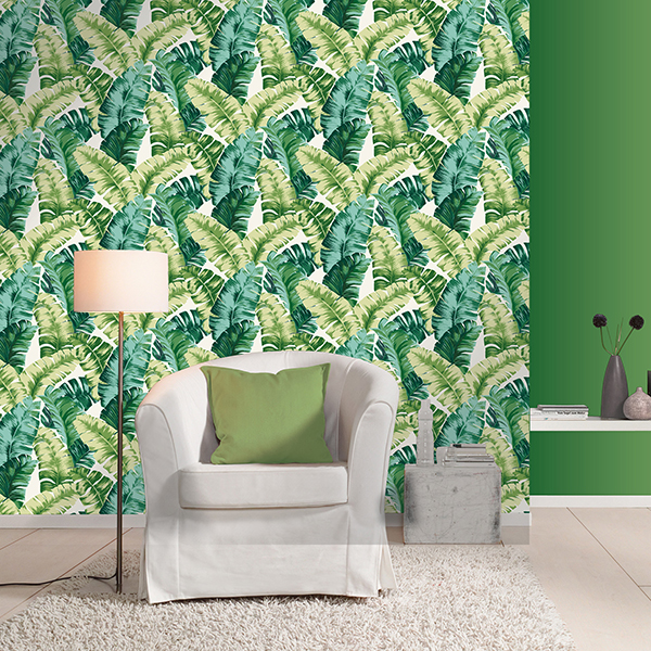 RH535648 Pisang Green Palm Leaf Wallpaper By Rasch