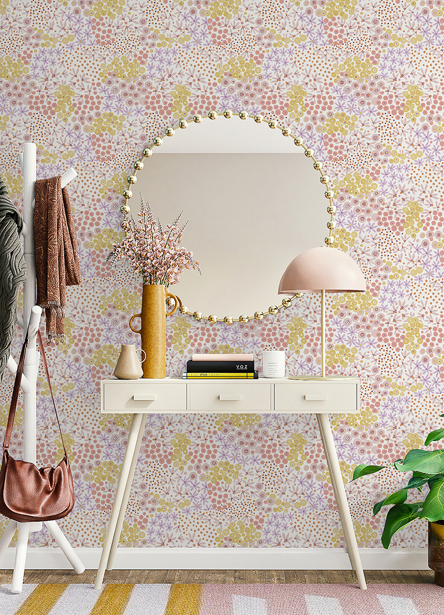 NUS4848 Floral Bunch Multi Warm Peel And Stick Wallpaper By NuWallpaper