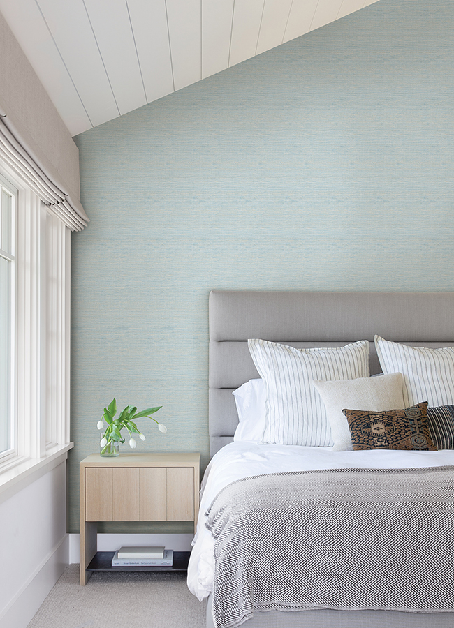 4046 24283 Agave Sky Blue Faux Grasscloth Wallpaper By A Street Prints