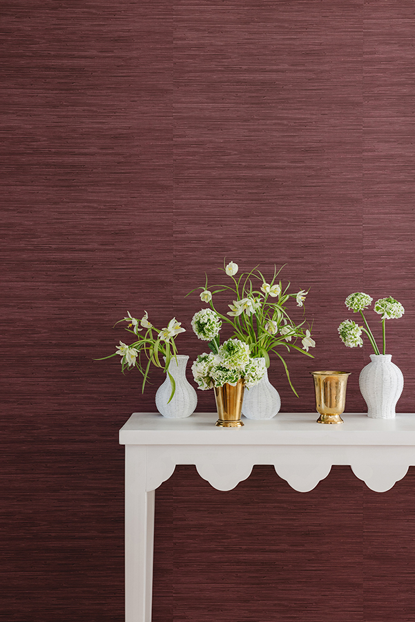 SSS6009 Aubergine Classic Faux Grasscloth Peel And Stick Wallpaper