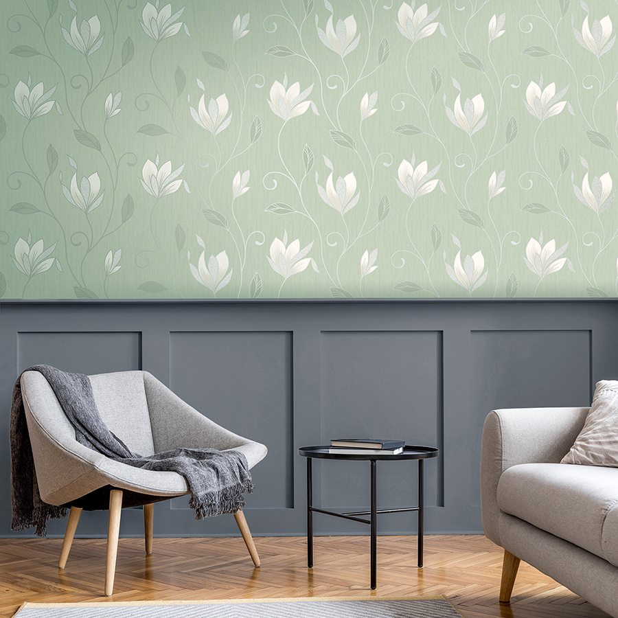 M Synergy Light Green Floral Wallpaper By Fine D Cor