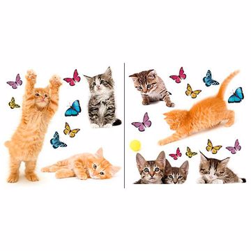 Show details for Playful Cats & Butterflies Window Decals