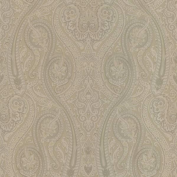 58-54449 Taupe Paisley - Forsythe - Kenneth James Wallpaper