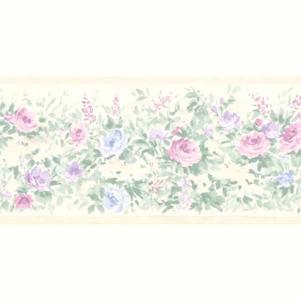 413b1375 Green Floral Garden Border Caroline Brewster Wallpaper