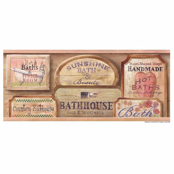 Pink Vintage Bath Border House, Bathtub Wallpaper Border
