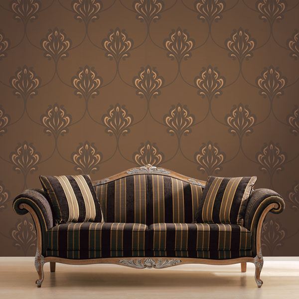 Dl30643 Brown Nouveau Damask Orfeo Decorline Wallpaper