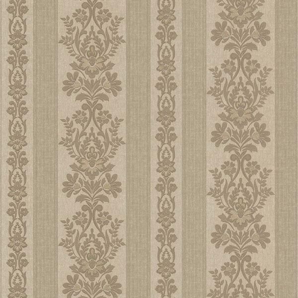 990-65022 Pewter Damask Stripe - Kensington - Mirage Wallpaper