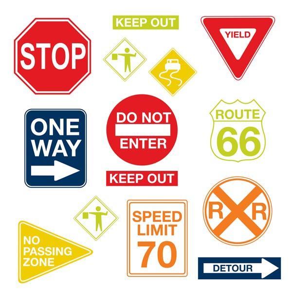 Road Signs Removable Wall Decals - WallPops for Kids Wall Art