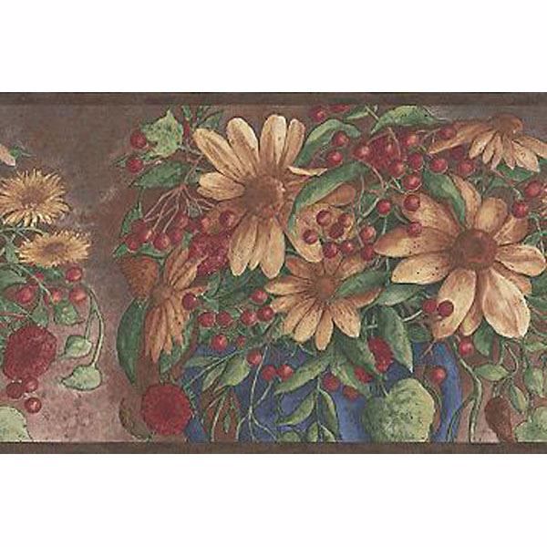 Multicolor Berry And Sunflower Motif Border