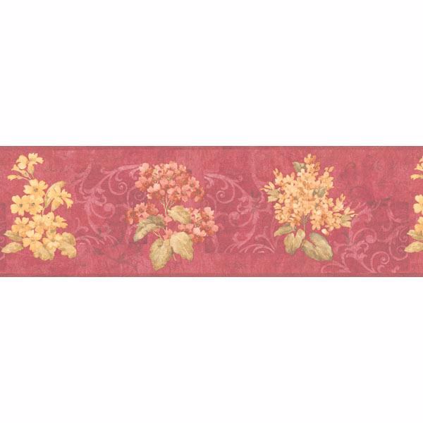 Red Floral Script And Scroll Border