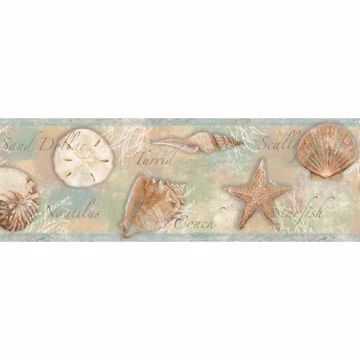 Quinten Blue Seashells Toss Border