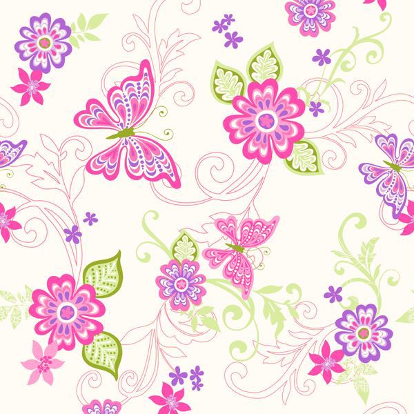 Paisley Pink Butterfly Flower Scroll