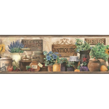 Brittany Black Herbs Antiques Portrait Border