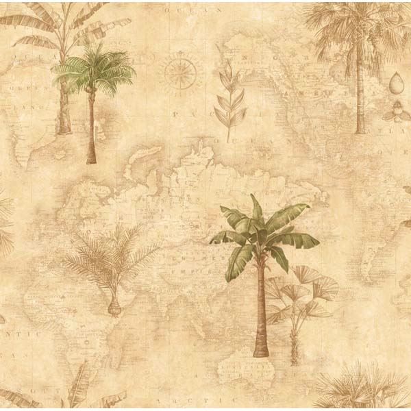 CT47531 Neutral Tropical Palm Trees Wallpaper - Coastal Waters Vol II