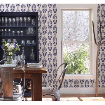 Show details for Scandinavian Blue Block Print Tulip