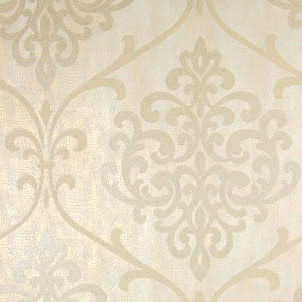 Embossed Vinyl Boheme Damask Cream Wallpaper Heavyweight Textured Gold Glitter