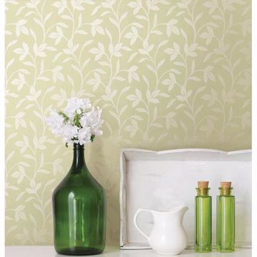 Show details for Cynthia Light Green Tonal Leaf Trail