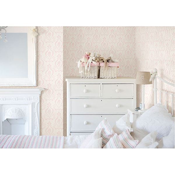 HAS01253 Light Pink Damask Eloise Hide and Seek Wallpaper by Chesapeake
