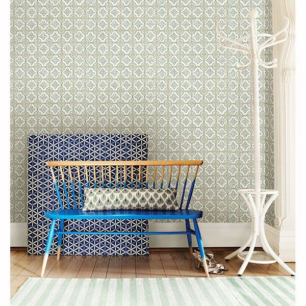 1014001851 Green Quatrefoil Geo Kismet Wallpaper by AStreet Prints