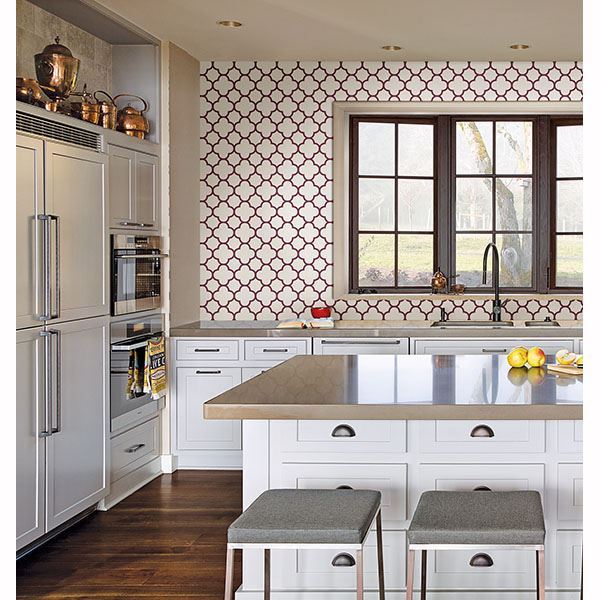 262521859 Burgundy Quatrefoil Origin Symetrie Wallpaper by A