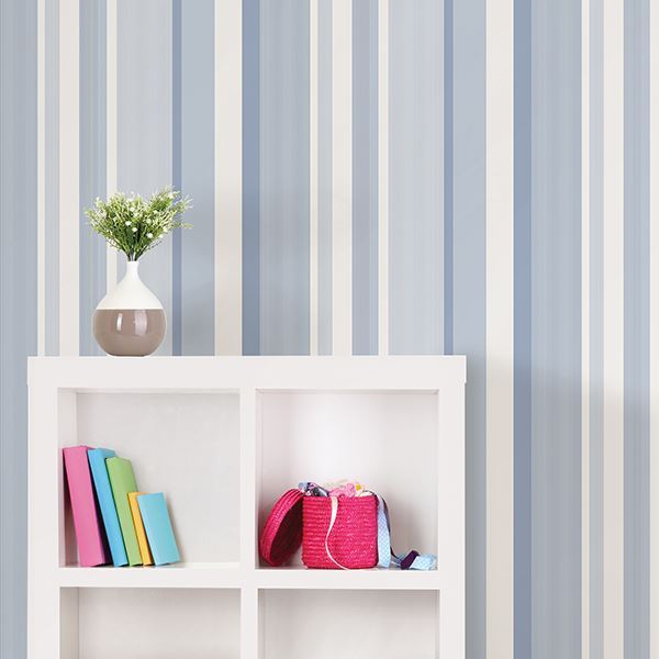 Blue Awning Stripe Peel And Stick Wallpaper by NuWallpaper