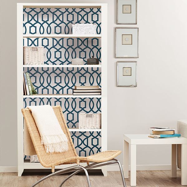 Navy Grand Trellis Peel And Stick Wallpaper