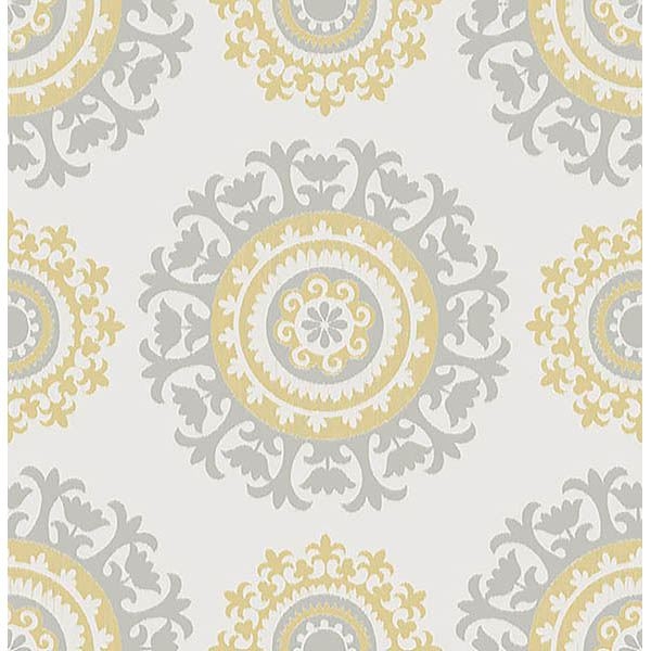 Picture of Grey and Yellow Suzani Peel And Stick Wallpaper