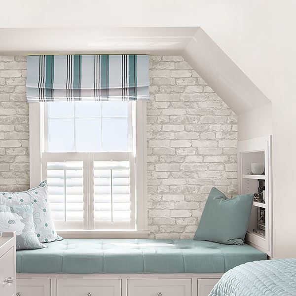 NU3010 Grey and White Brick Peel And Stick Wallpaper