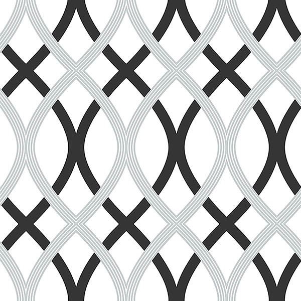 Picture of Black and Silver Lattice Peel And Stick Wallpaper