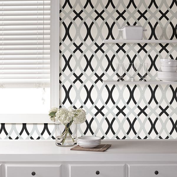 Black and Silver Lattice Peel And Stick Wallpaper