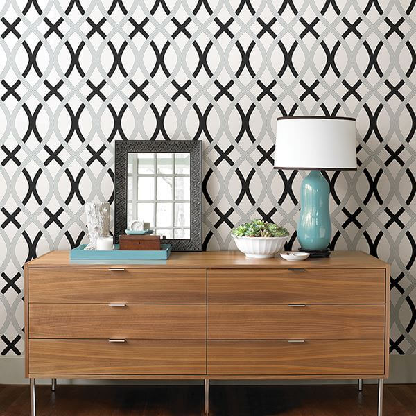 Black and Silver Lattice Peel And Stick Wallpaper