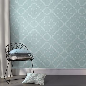 Show details for Slate Blue Quatrefoil Peel And Stick Wallpaper