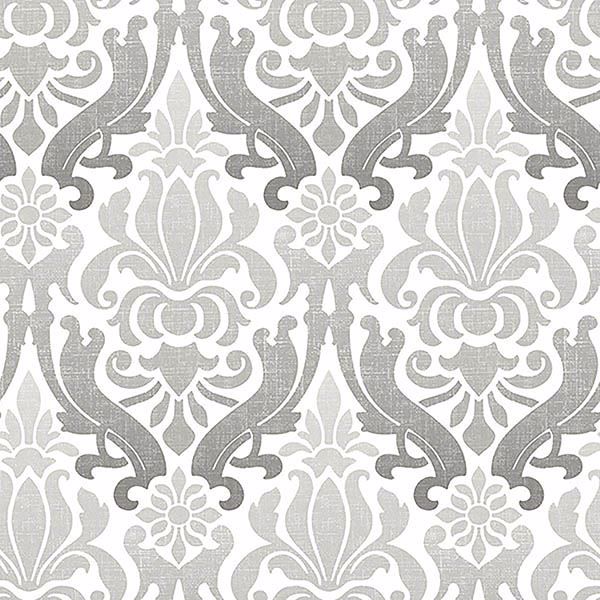 Grey Nouveau Damask Peel And Stick Wallpaper