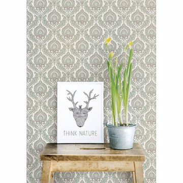 Show details for Lulu Dark Green Damask