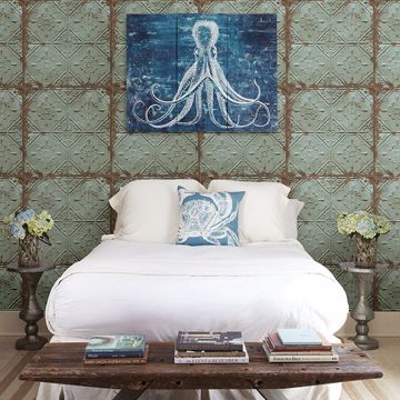 Show details for Tin Ceiling Teal Distressed Tiles