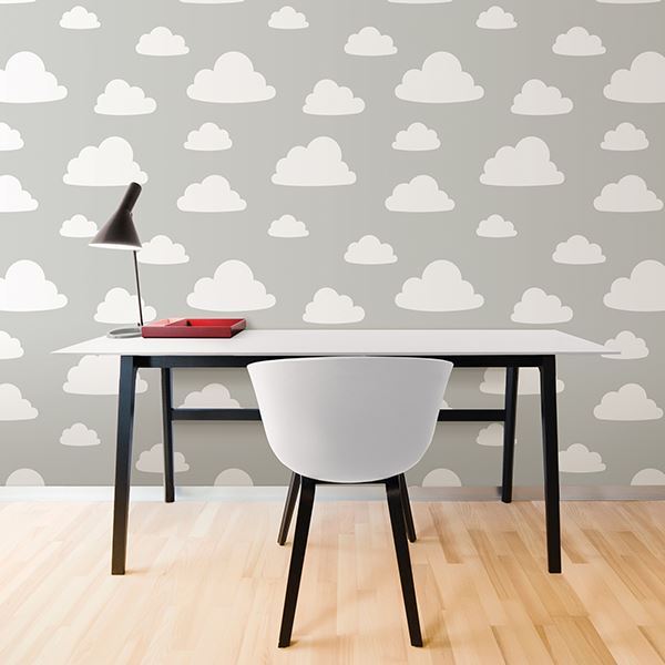 NU1931 - Clouds Grey Peel and Stick Wallpaper - by NUWallpaper