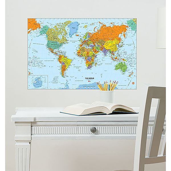 WPE1898 - World Dry Erase Map Decal- by WallPops