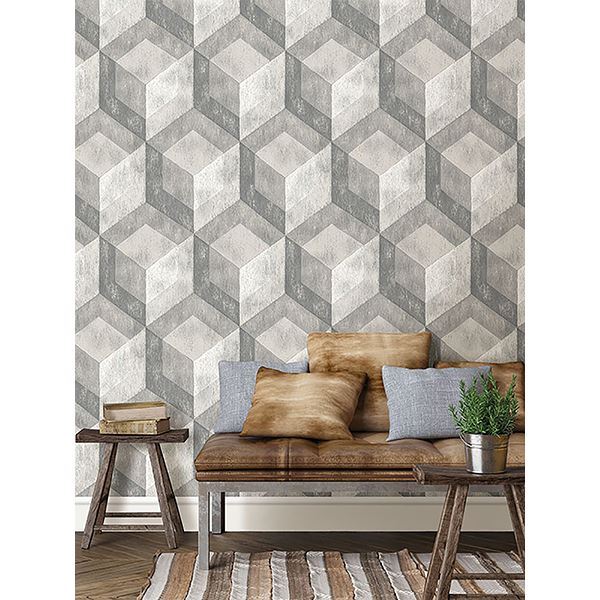 NU2085 - Bauhaus Weathered Wood Peel and Stick Wallpaper - by NuWallpaper