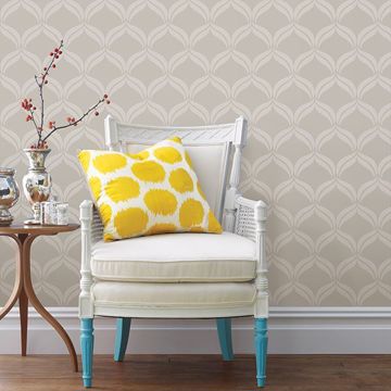 Show details for Petals Taupe Beaded Ogee Wallpaper