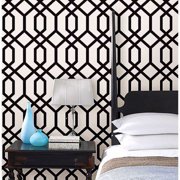 Picture of Trellis Black Montauk Wallpaper 