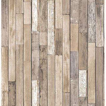 Show details for Barn Board Brown Thin Plank Wallpaper