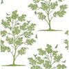 Woodland Green Trees &amp; Birds Wallpaper