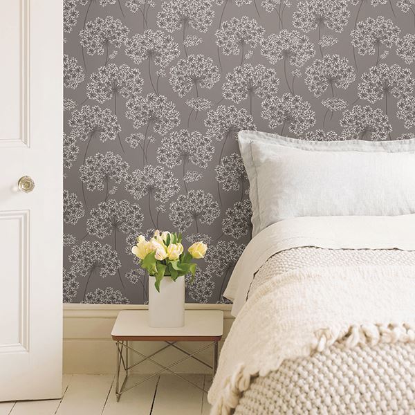 NU1693 Angelica Grey Peel and Stick Wallpaper by NuWallpaper