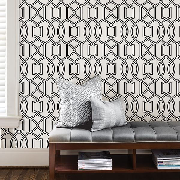 NU1696 Uptown Trellis Black/White Peel and Stick