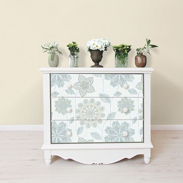 NU1697 - Gypsy Floral Blue/Green Peel and Stick Wallpaper - by NuWallpaper