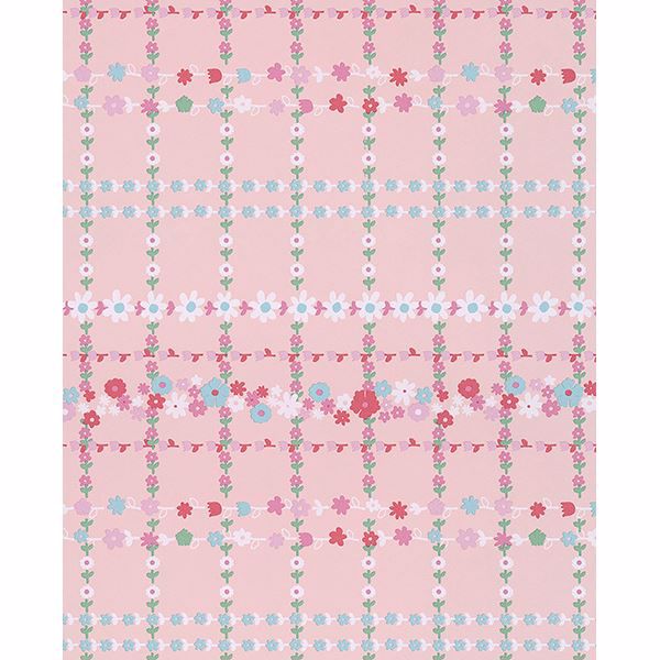 Picture of Belina Light Pink Flower Check Wallpaper 