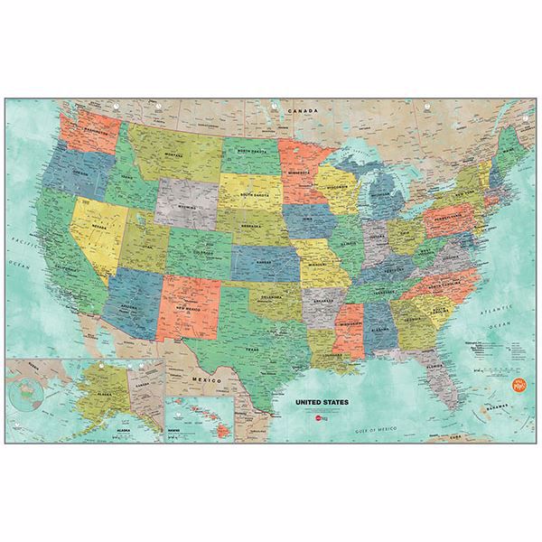 Aquarelle US Dry Erase Map